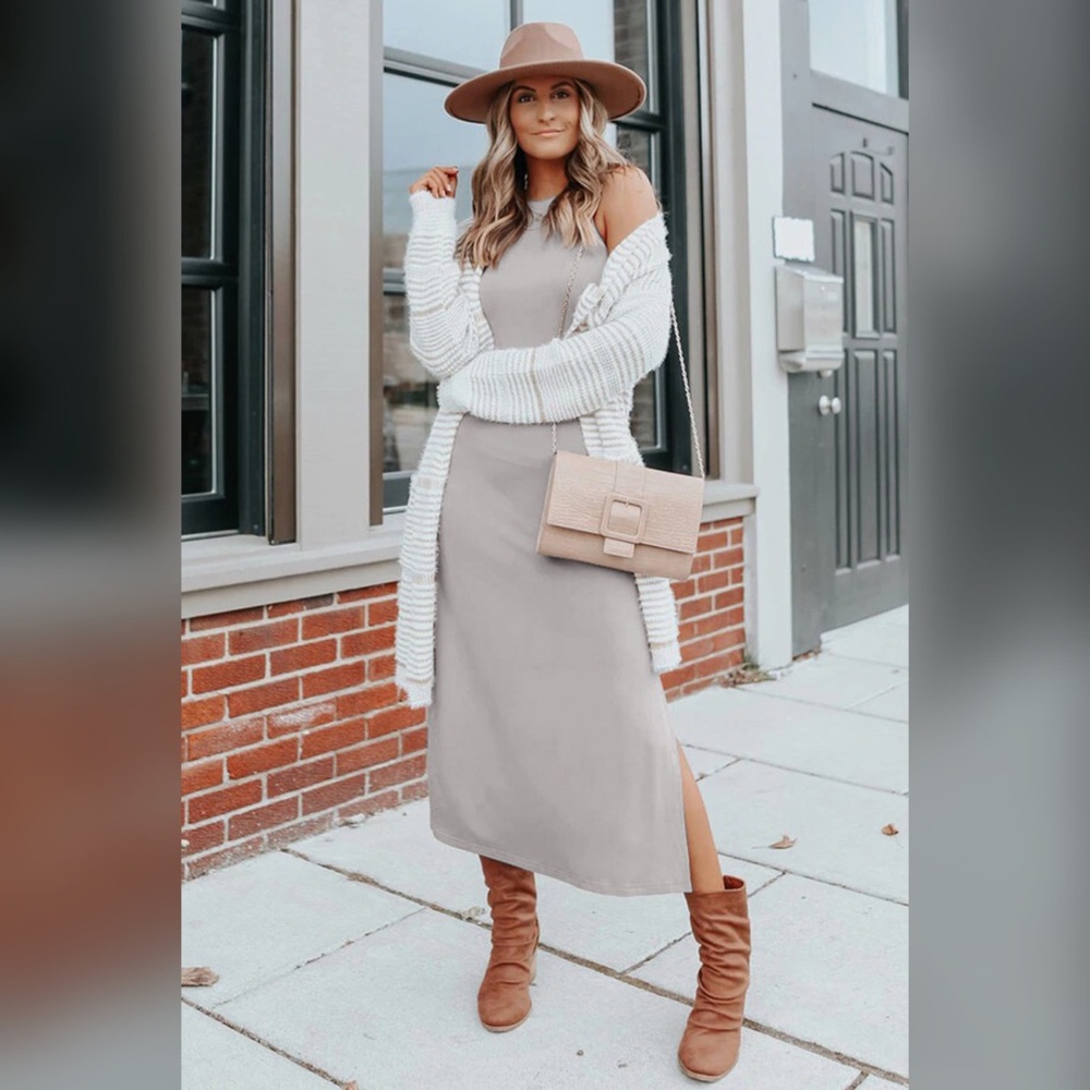 Apricot Slit Maxi Dress